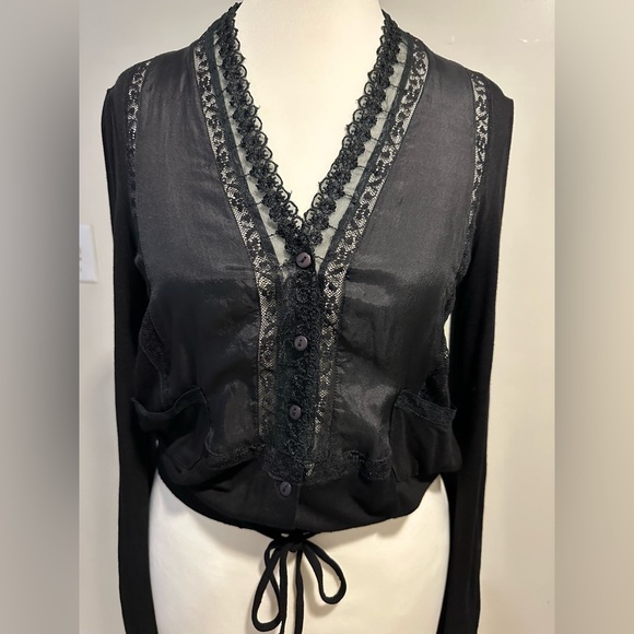 See by Chloe mixed media silk lace cardigan size xs - Picture 2 of 9